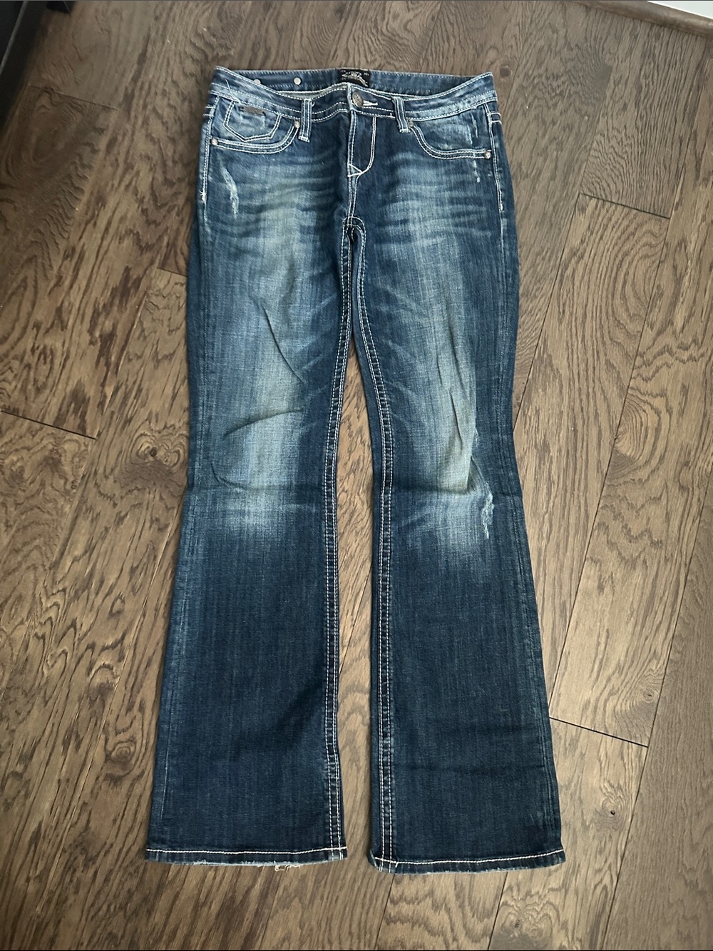Express Women's Dark Blue Flare Jeans